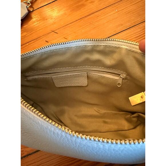 Genuine Italian Leather Shoulder Bag – Beige Crossbody w/ Gold Chain & 3 Straps - Picture 8 of 8